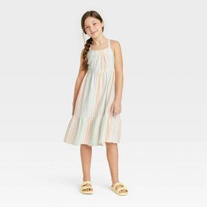 Girls' Sleeveless Tired Midi Dress Cat & Jack White Medium